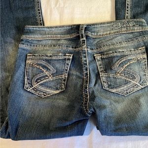 Silver Jeans Bootcut Denim Suki Thick Stitch Distressed Jeans Women 28X32